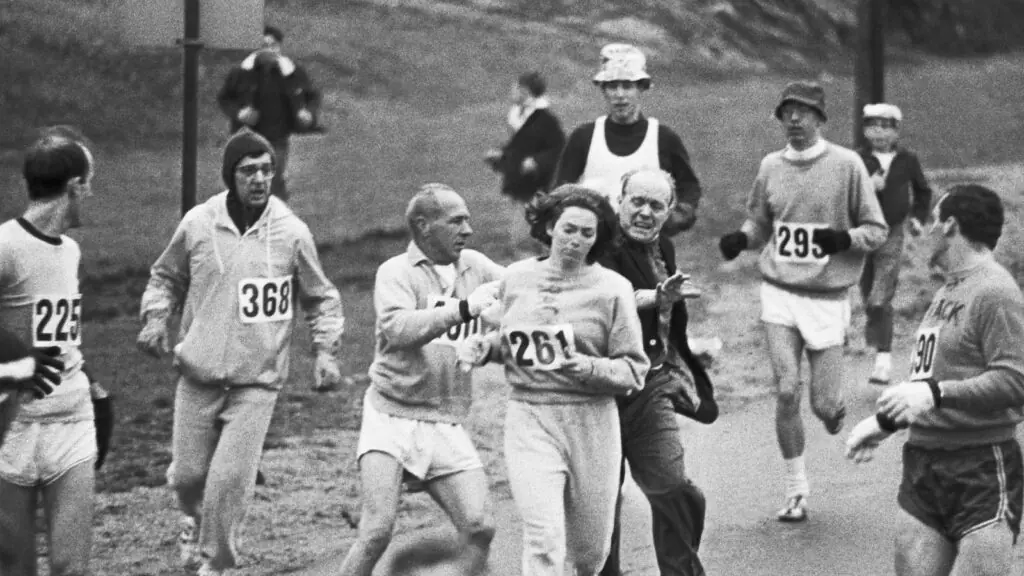 Switzer attempts to run the Boston Marathon