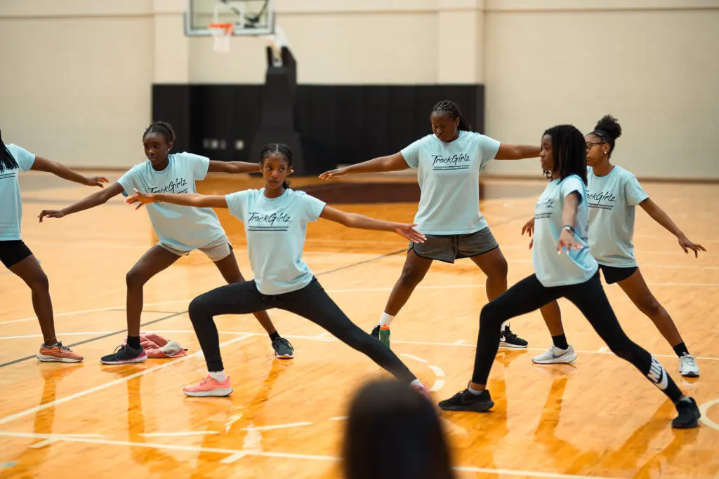 girls are stretching