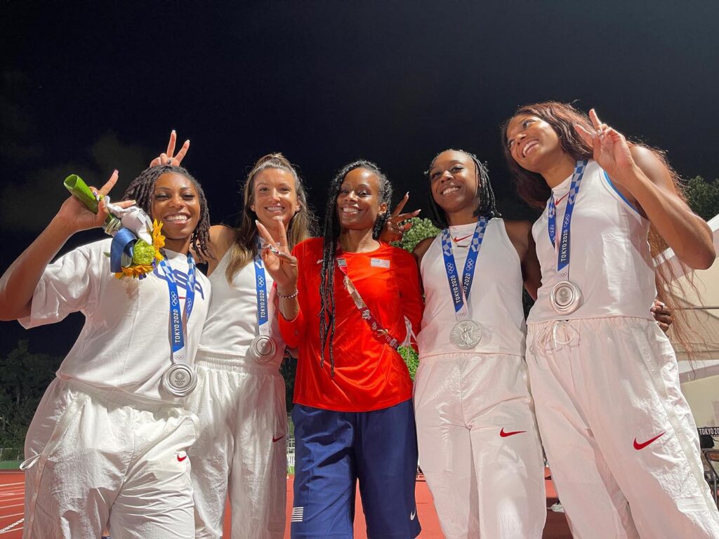 Lewis-Freeman with the Tokyo 2020 athletes she coached. 