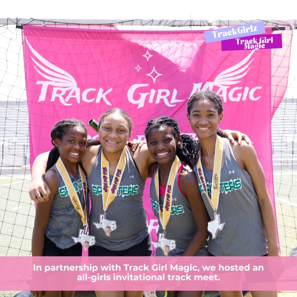 Four girls at the TrackGirlz Magic Meet